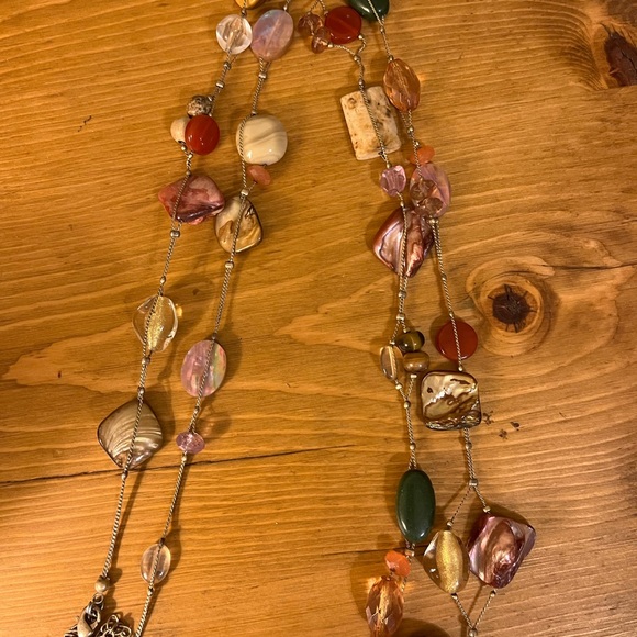 Lia Sophia Multi-Color Multi-Shape Shells & Stones Gold Tone Chain - Picture 6 of 9